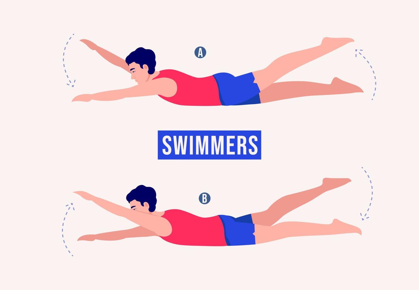 exercice de nageurs, fitness pour hommes, aérobie et exercices. vecteur