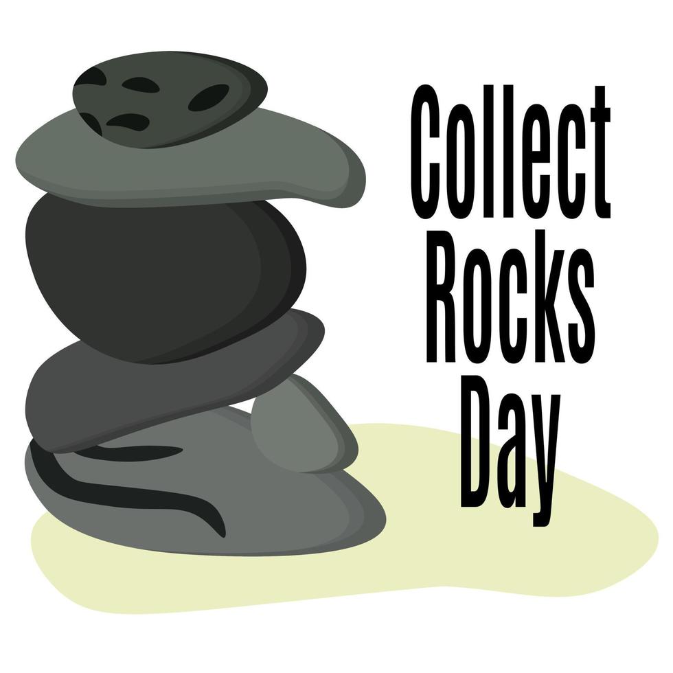 journée de collecte des roches, bannière pour une carte postale positive, passion pour la collecte de minéraux vecteur