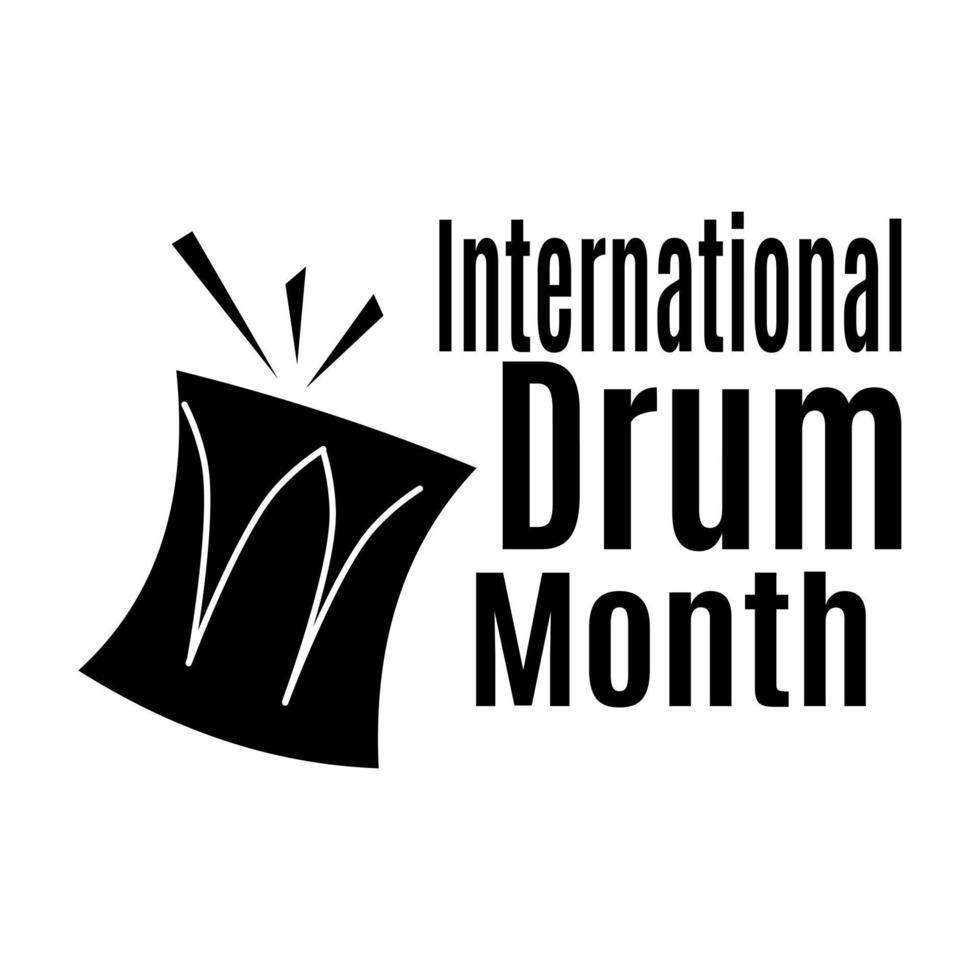 mois international du tambour, idée d'affiche ou de bannière, silhouette d'instrument de musique vecteur
