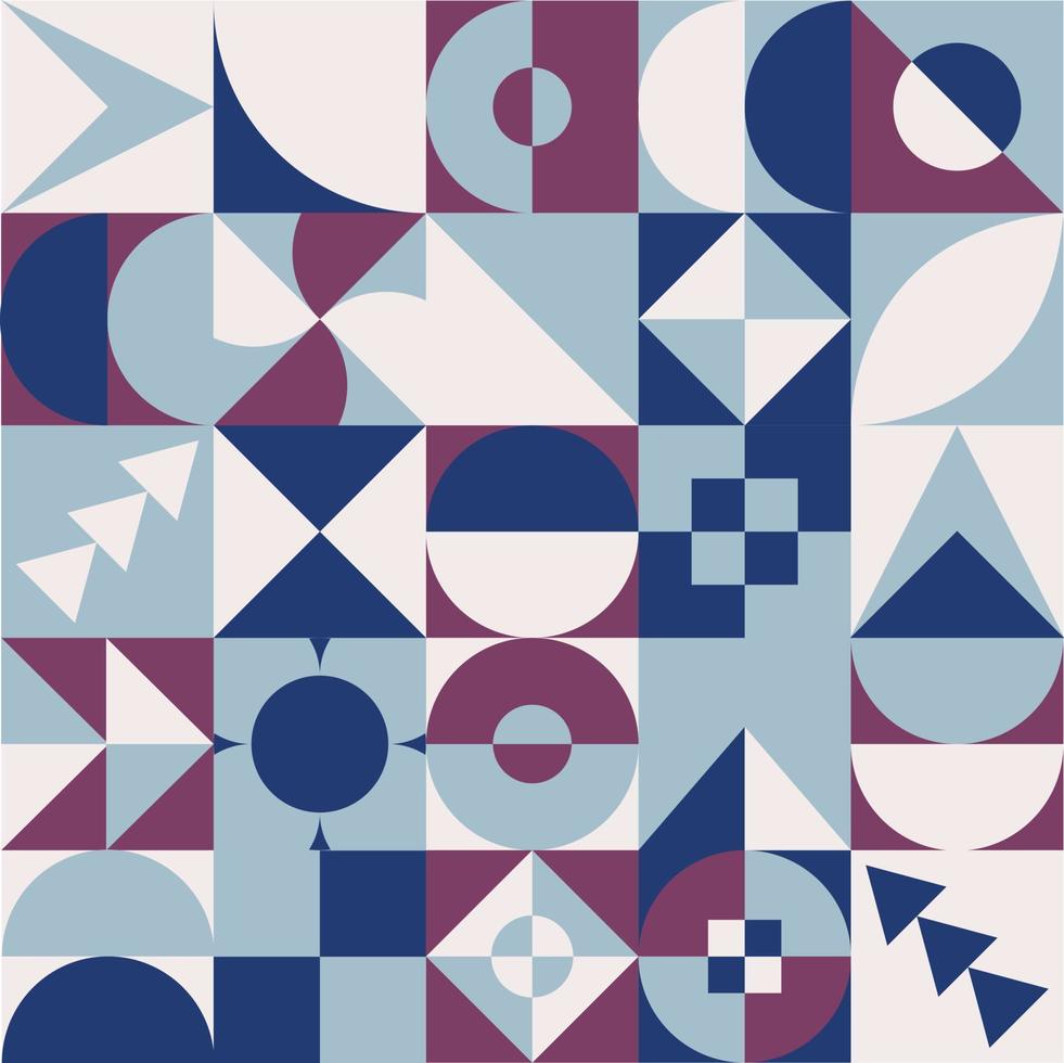 motif géométrique abstrait bauhaus. vecteur cercle, triangle et lignes carrées conception d'art de couleur. motif de fond coloré bauhaus