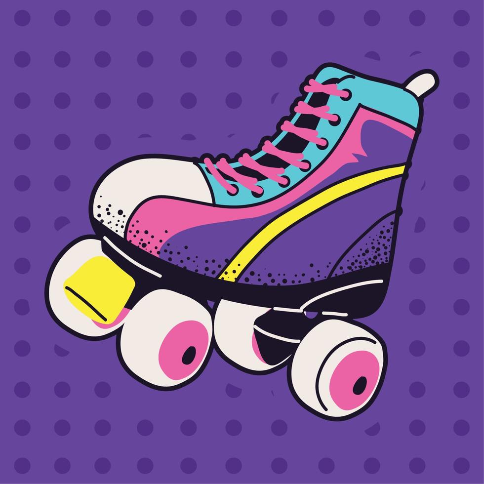 dessin animé de patin à roulettes des années 90 vecteur