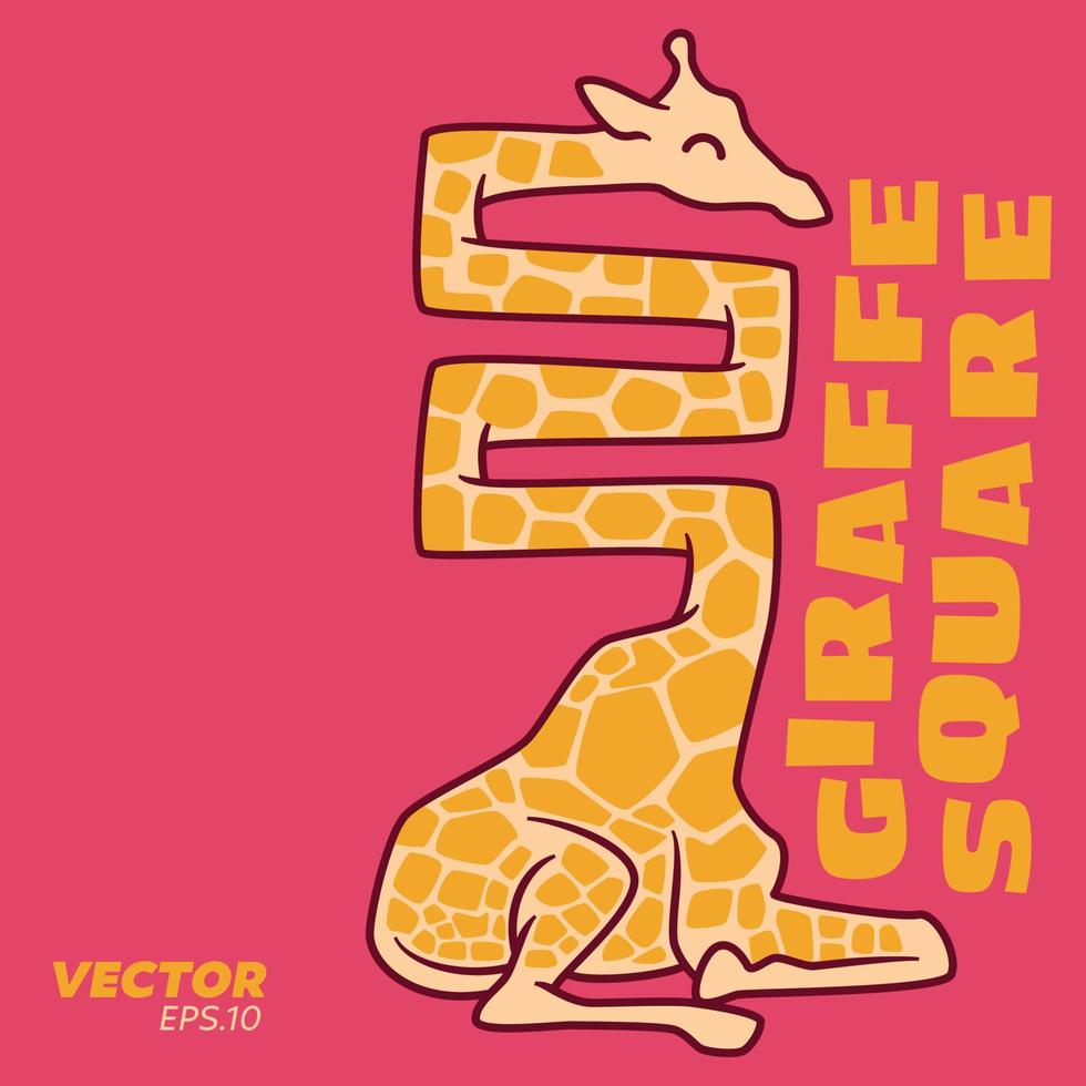 illustration carrée de girafe vecteur