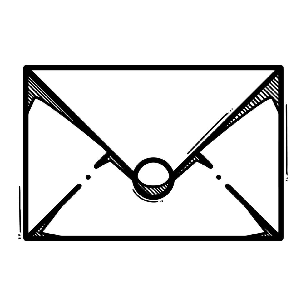 illustration vectorielle d'enveloppe dans un style doodle, icône de courrier isolée sur fond blanc vecteur