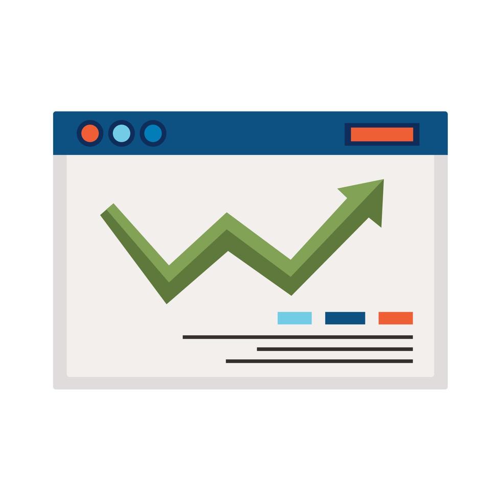 page Web avec flèche de statistiques vecteur