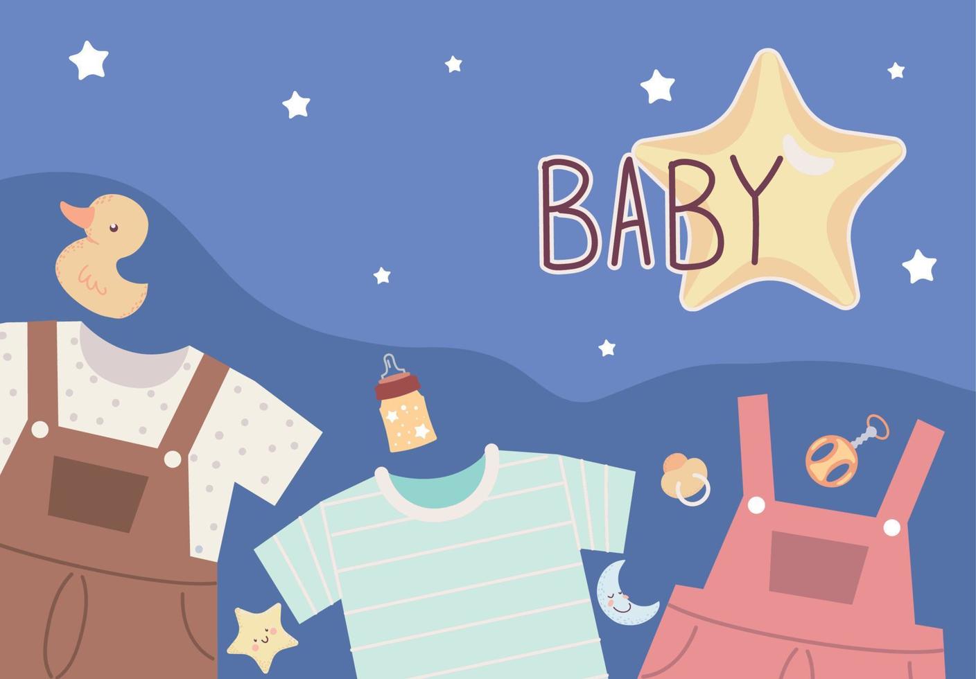 vêtements de bébé et étoiles vecteur