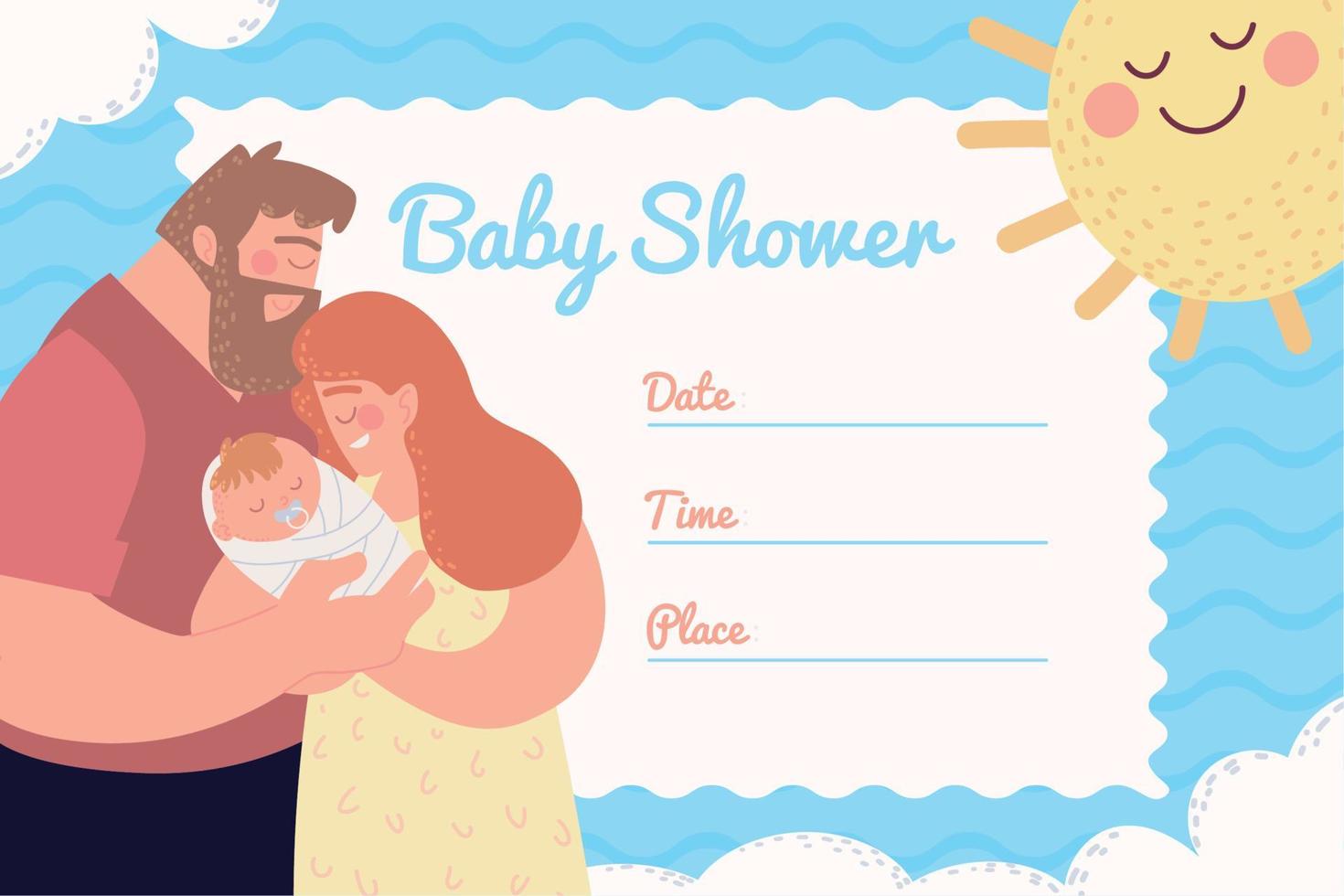 modèle de carte de douche de bébé vecteur