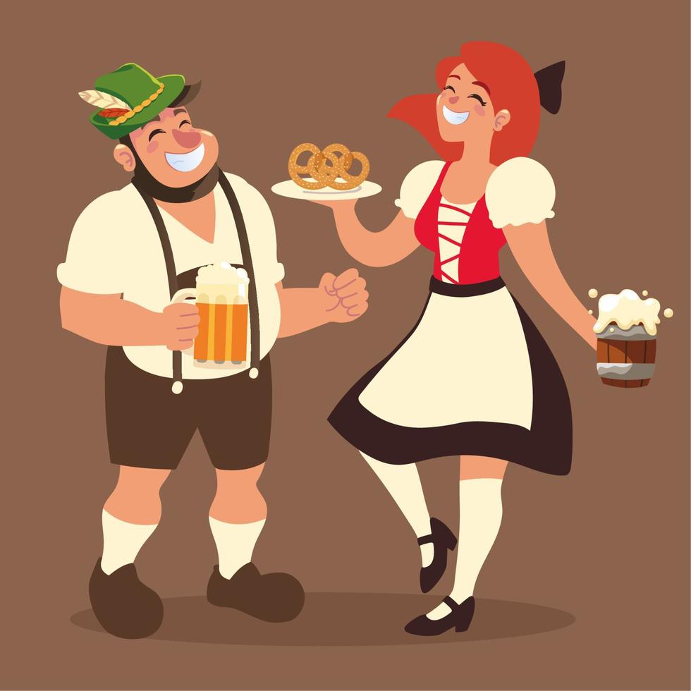 gens heureux oktoberfest vecteur