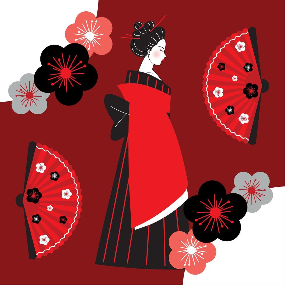 femme japonaise geisha vecteur