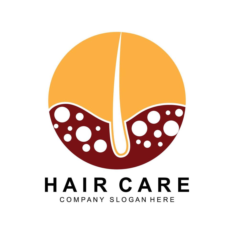 logo de soins capillaires, conception de couche de cuir chevelu, illustration de marque de salon de santé vecteur