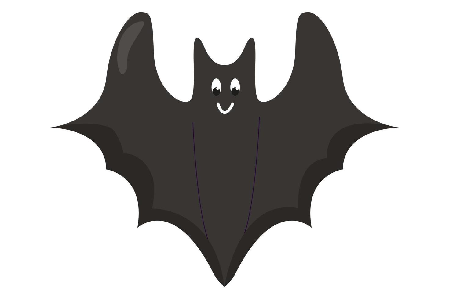 chauve-souris noire de dessin animé mignon. décoration d'Halloween. illustration de vecteur plat isolé sur fond blanc