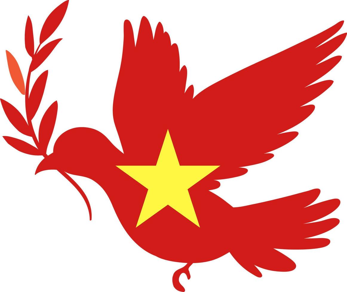 drapeau du vietnam en forme d'oiseau colombe vecteur