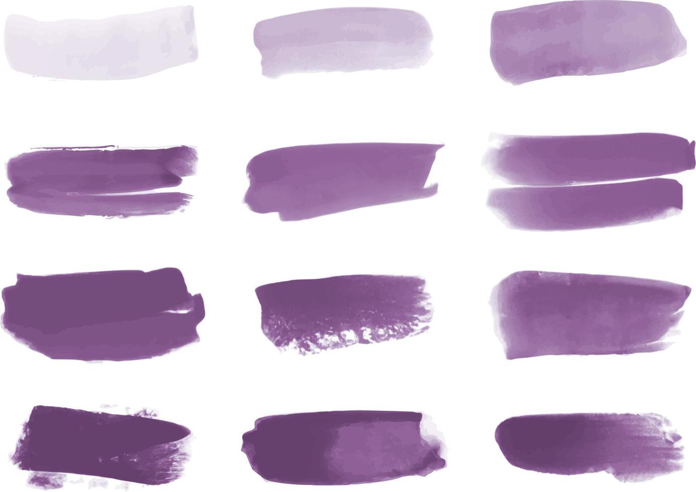 ensemble de coup de pinceau aquarelle violet vecteur
