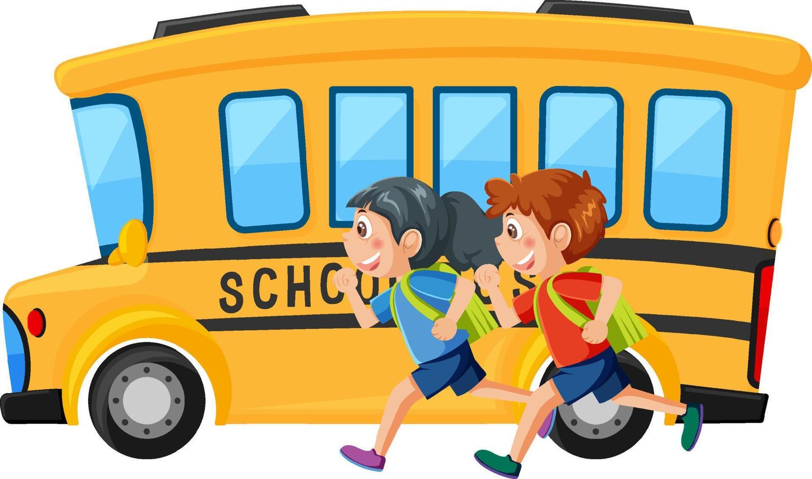 autobus scolaire avec dessin animé d'étudiants vecteur