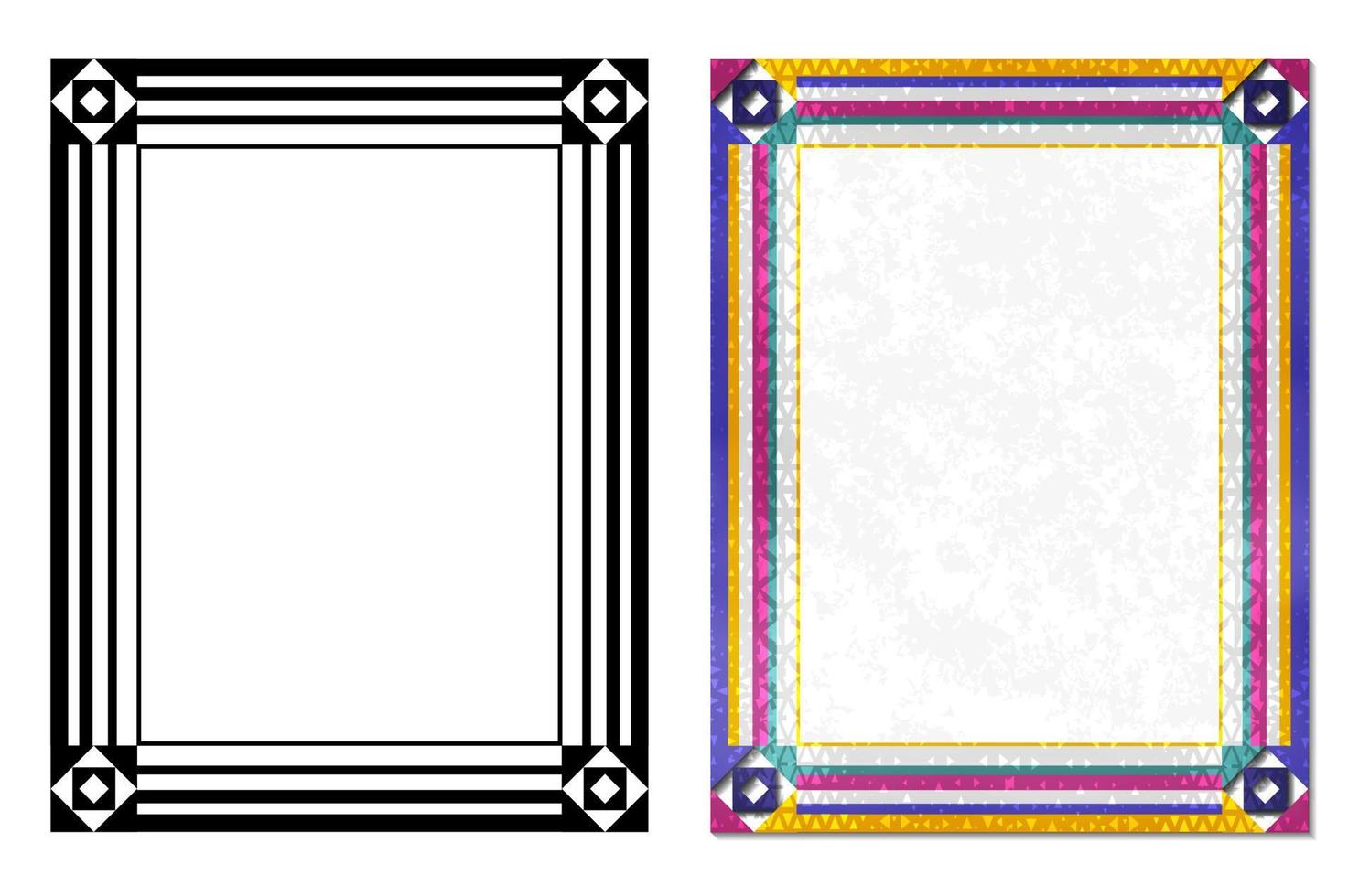 ensemble de cadres et bordures décoratifs, texturez les bordures de couleur noire et pastel 1 vecteur