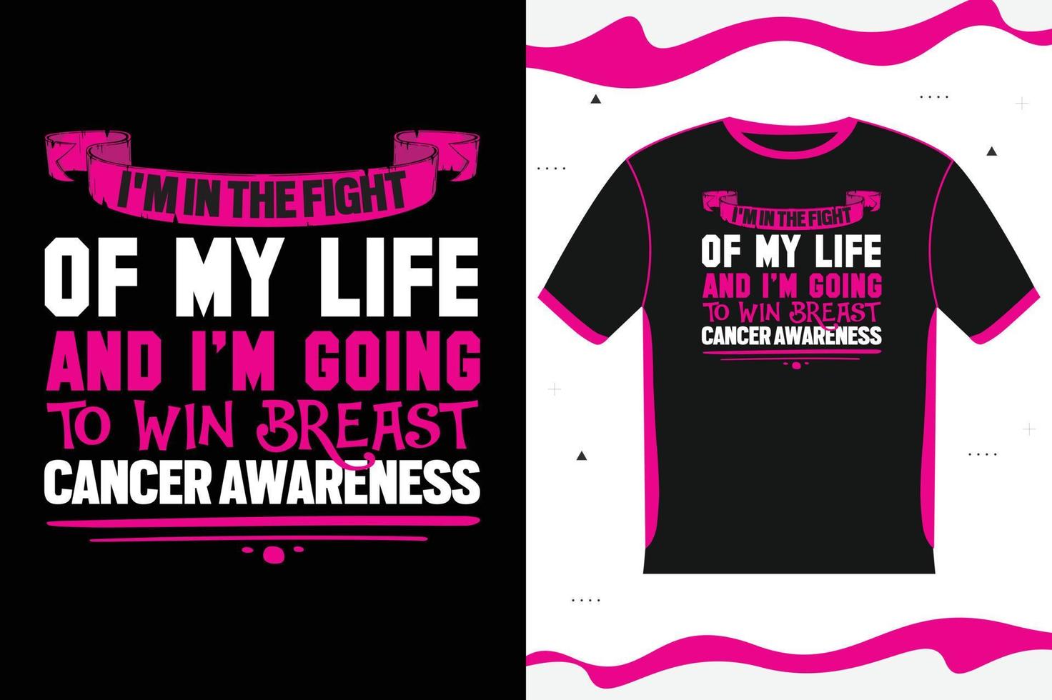 lettrage de conception de t-shirt de sensibilisation au cancer du sein vecteur