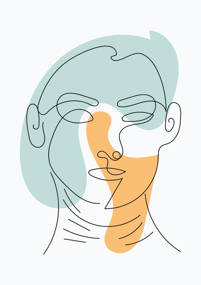 impression moderne de visage de femme. conception d'art de contour féminin minimaliste. logo du salon vecteur