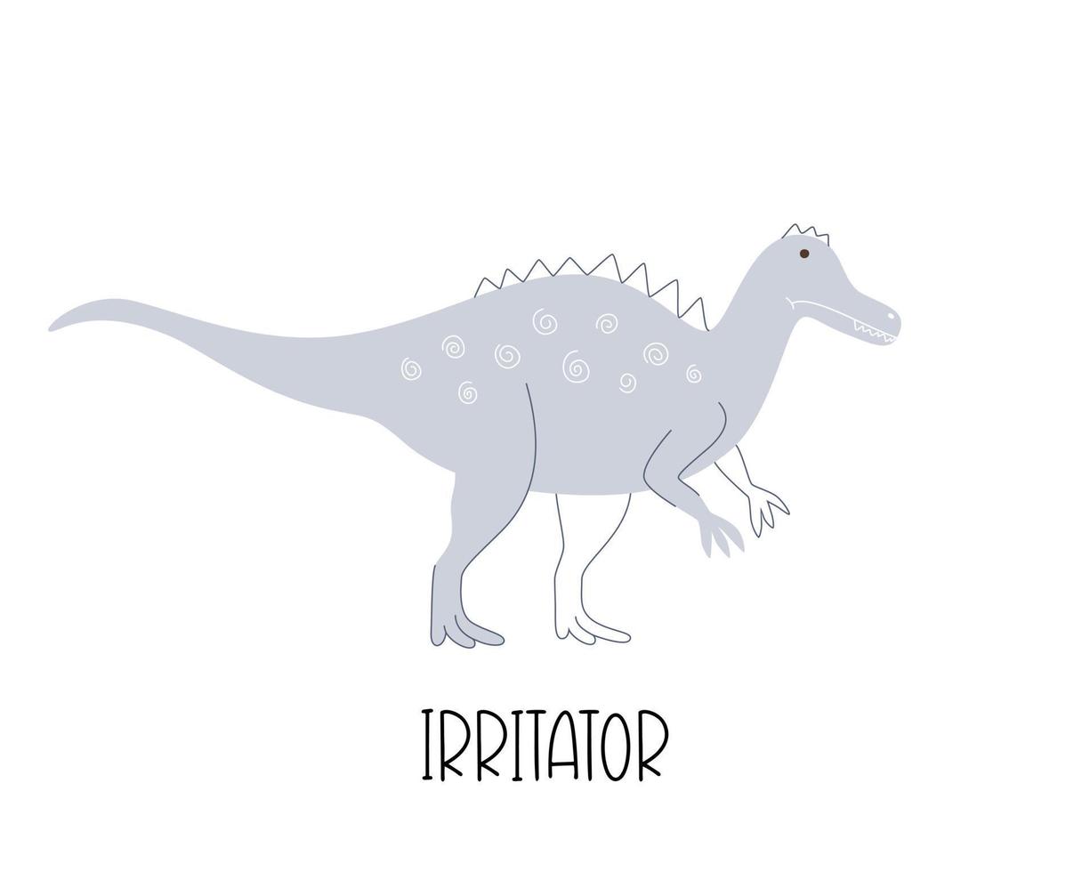 mignon irritateur de dinosaure isolé sur fond blanc. illustration vectorielle pour une impression aimable sur un t-shirt ou une affiche. vecteur