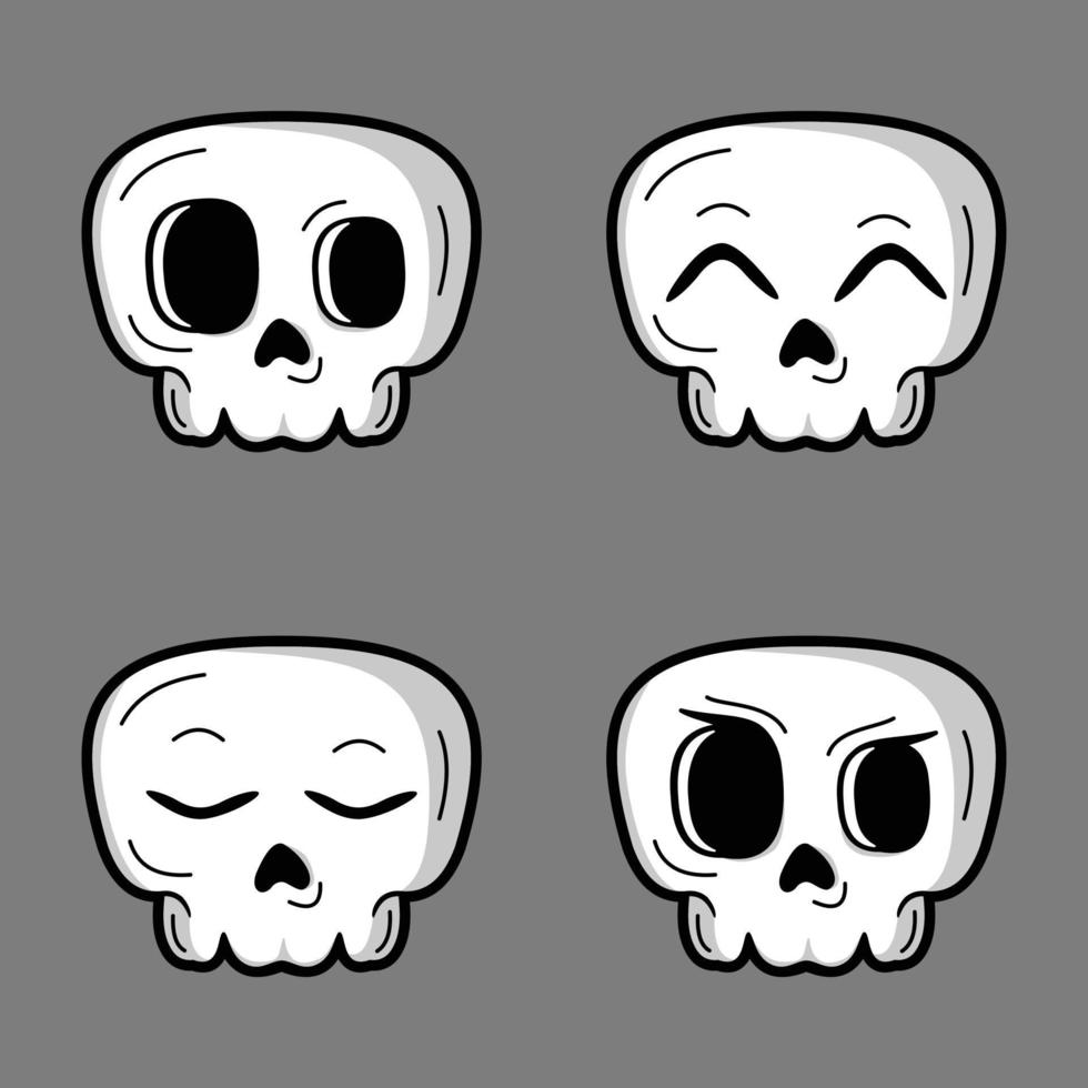 illustration vectorielle d'emoji crâne kawaii mignon vecteur