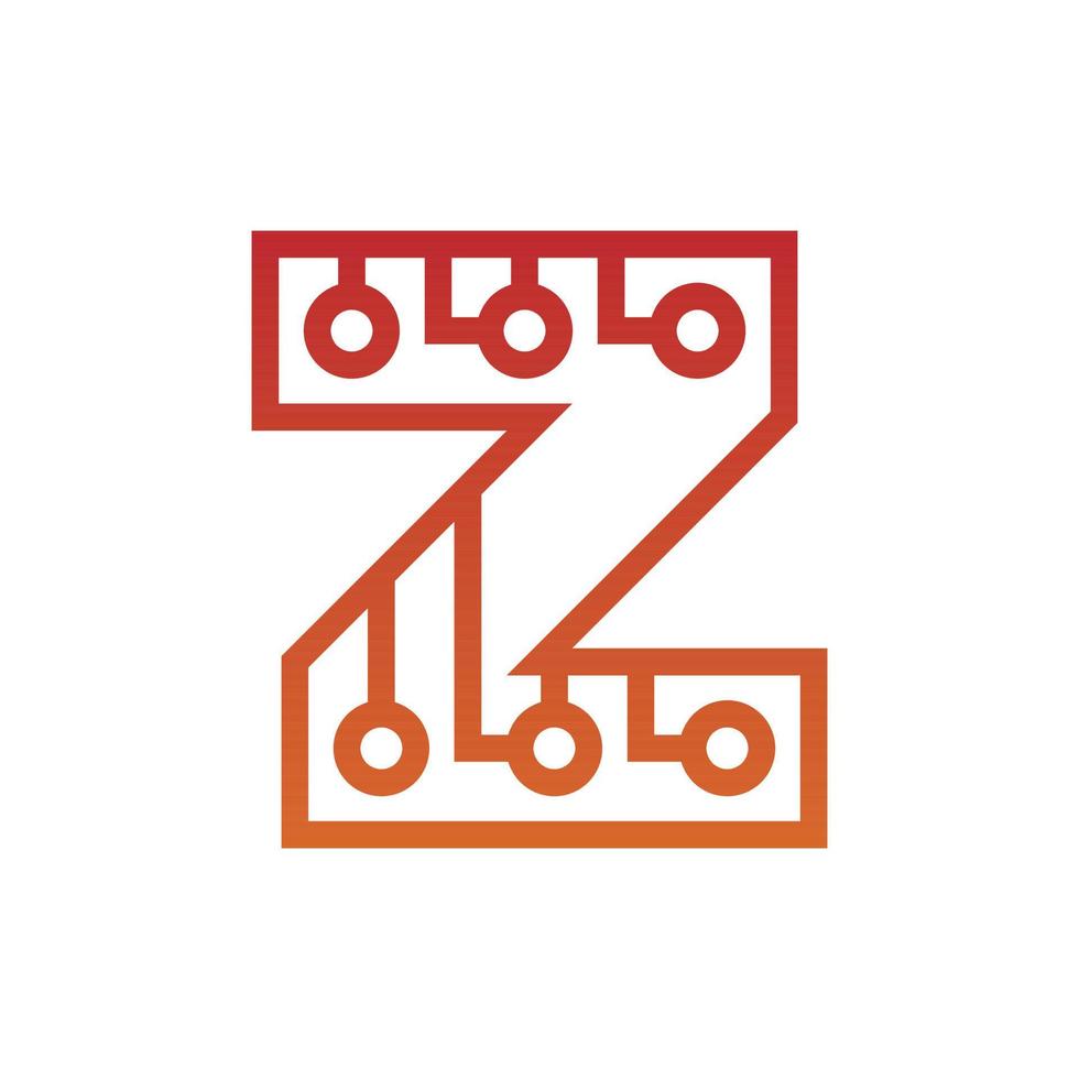 lettre z circuit technologie logo moderne vecteur