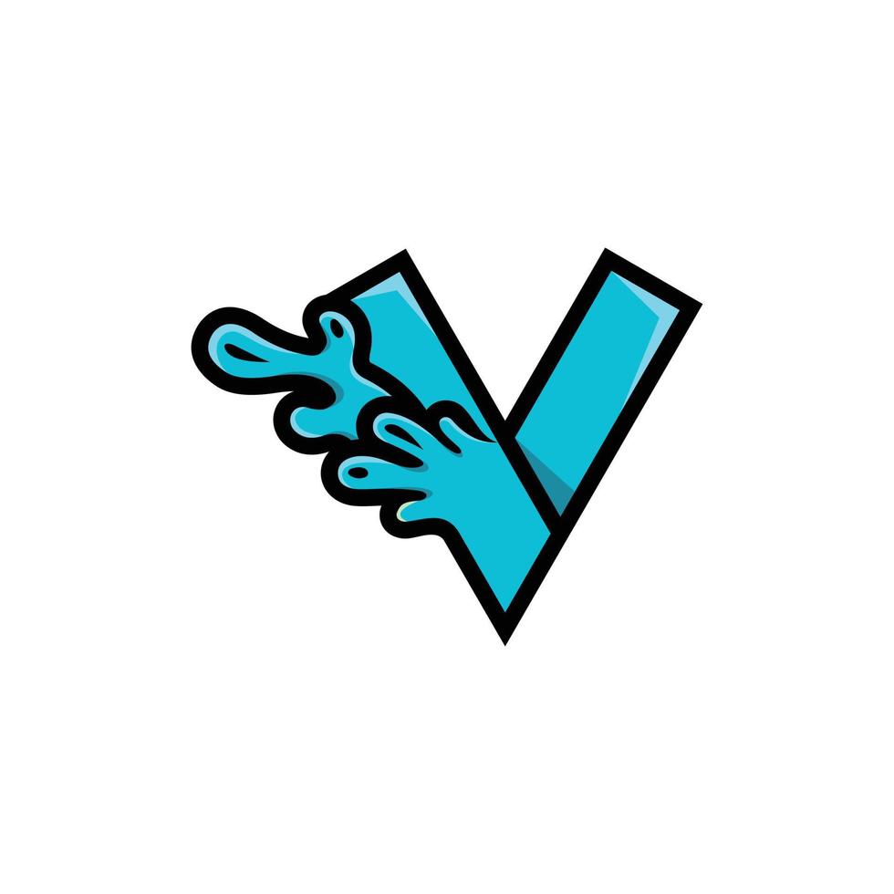 lettre v logo pur éclaboussures d'eau vecteur