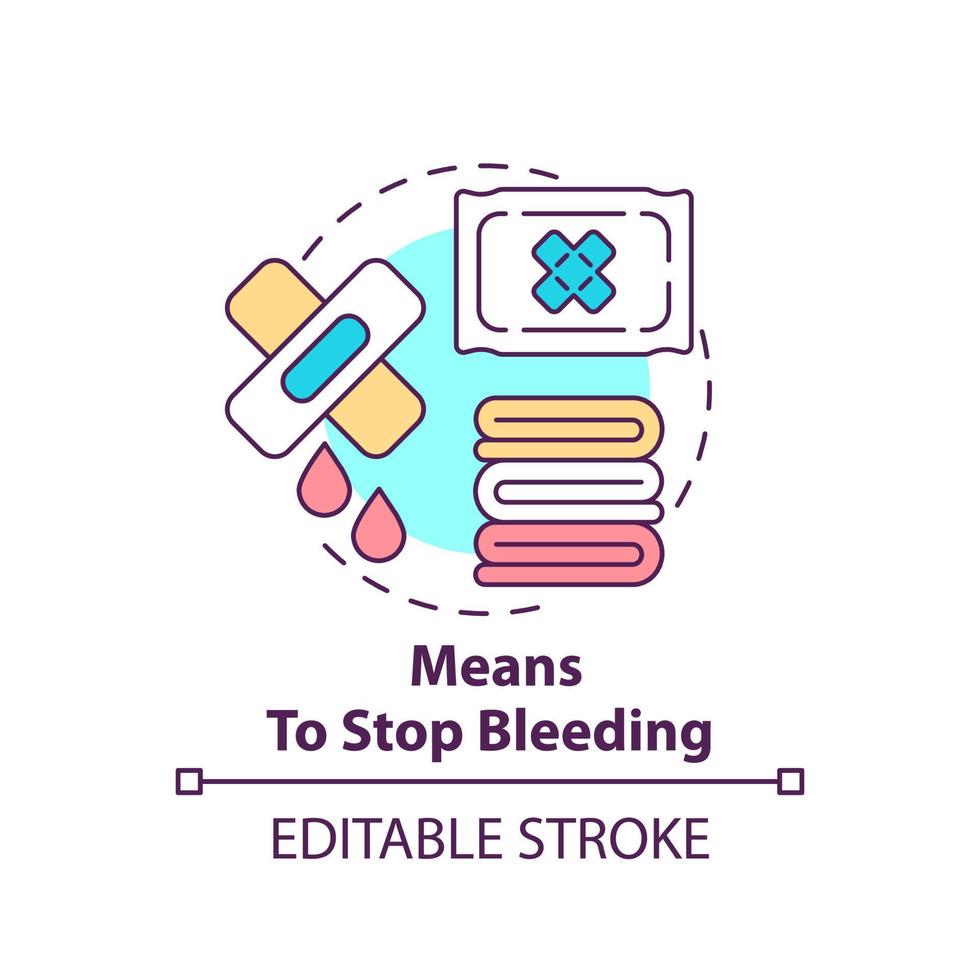 signifie arrêter l'icône de concept de saignement. fournitures de trousse de premiers soins. action pendant la guerre illustration de ligne mince idée abstraite. dessin de contour isolé. trait modifiable. vecteur
