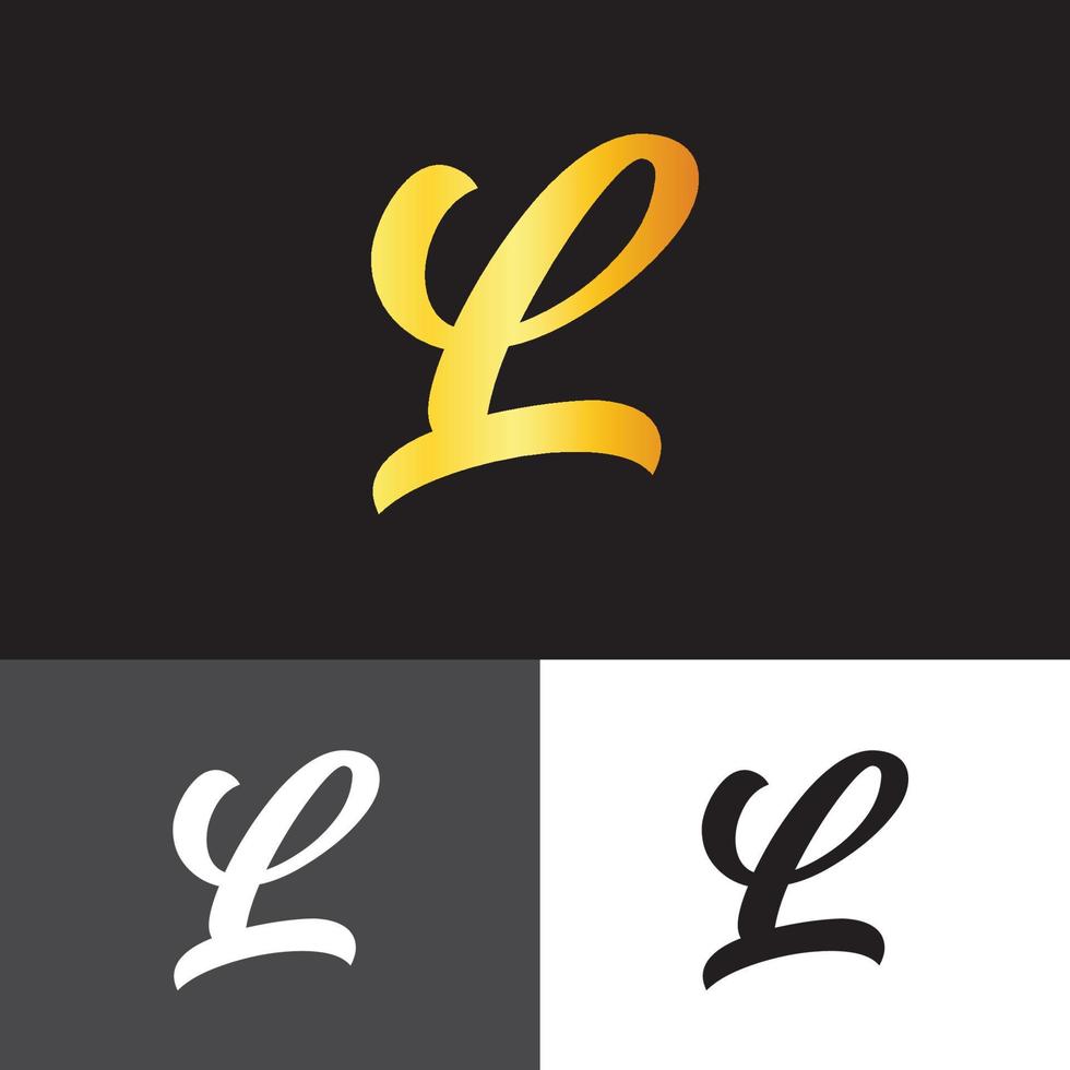 modèle de logo lettre l, noir, or, blanc vecteur