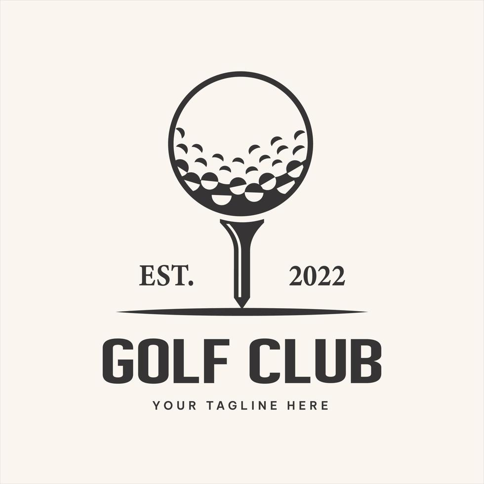 club de golf et logo d'illustration de balle sur tee.vector, symbole, icône, modèle vecteur