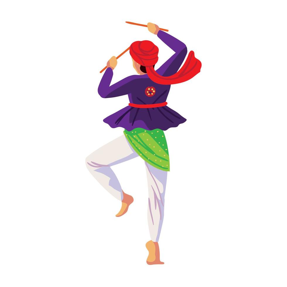 homme indien dansant en costume traditionnel vecteur