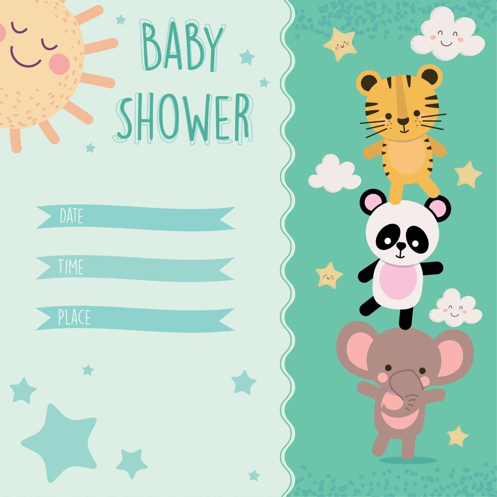 carte d'invitation de douche de bébé vecteur