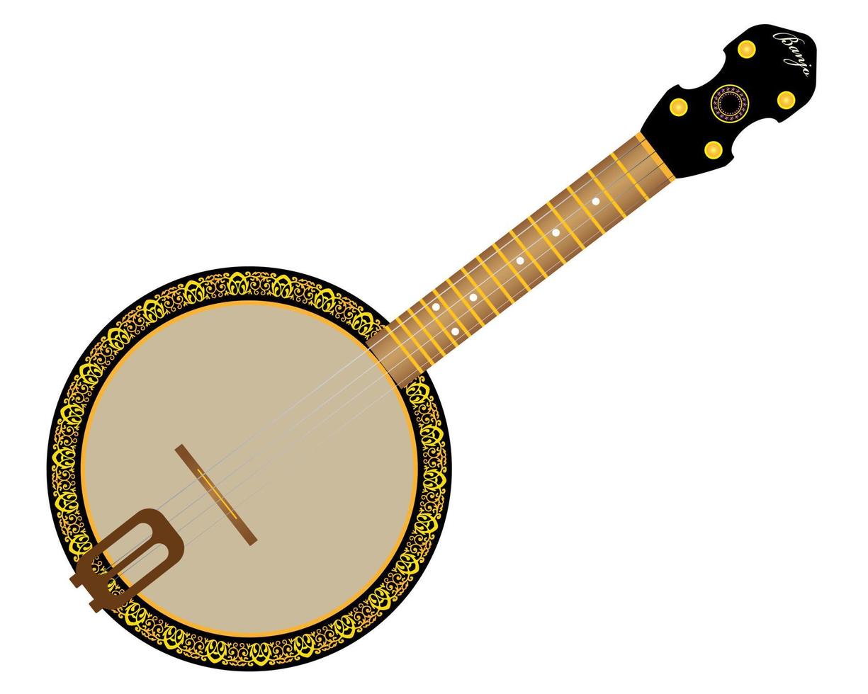 Instrument à cordes banjo sur fond blanc vecteur