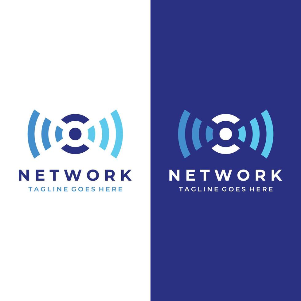 conception de logo de modèle d'onde de signal ou d'internet ou de réseau sans fil.logos pour les entreprises de wifi, de données et de technologie vecteur