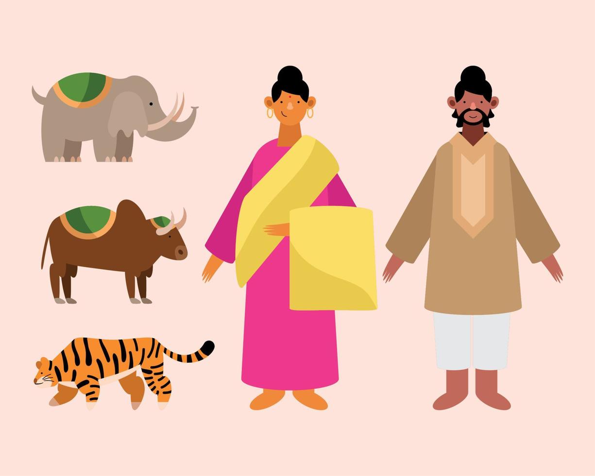 cinq icônes de la culture indienne vecteur