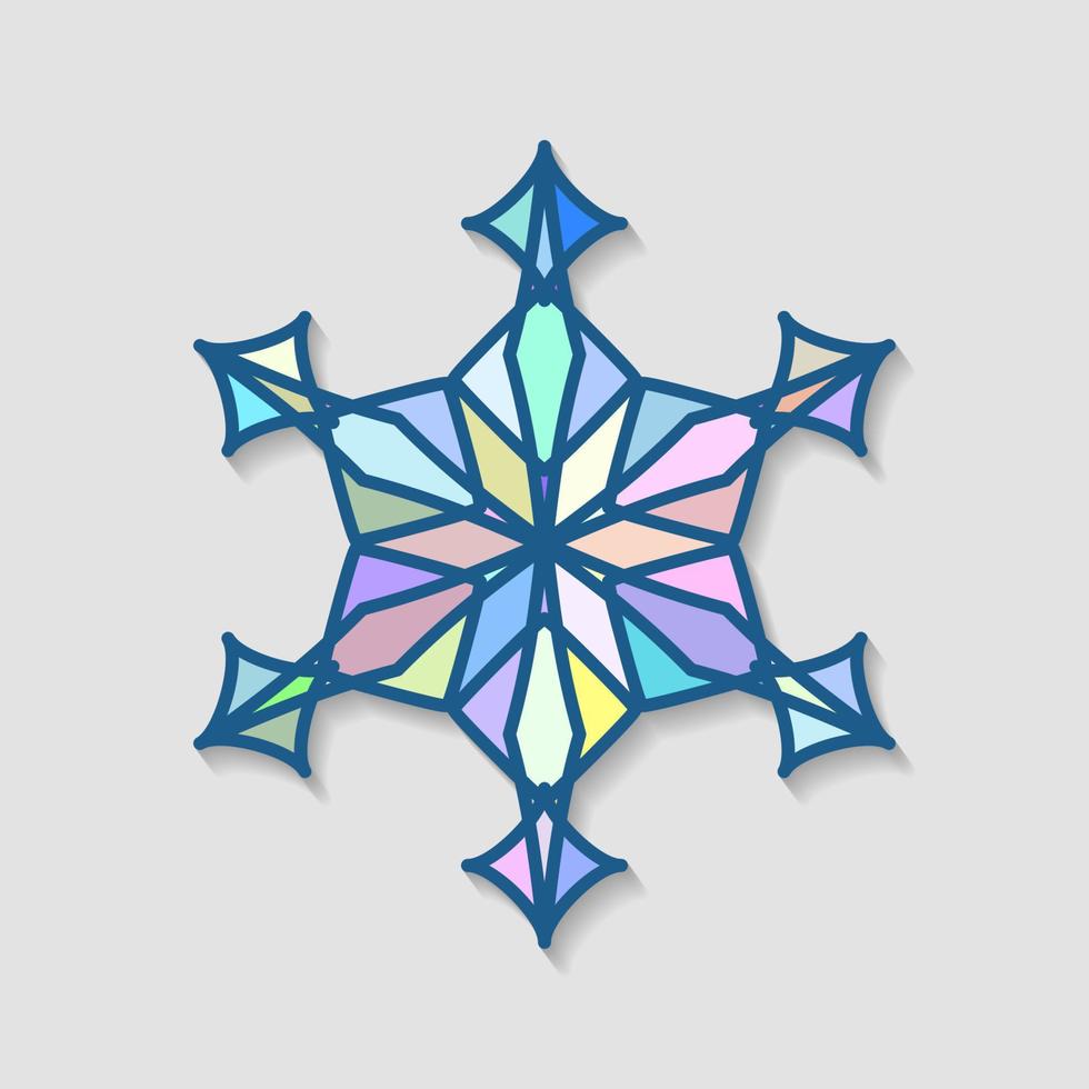 flocon de neige est une icône en mosaïque composée de fragments d'éléments qui ont des nuances de couleurs aléatoires. combinaison vectorielle pour les images abstraites. vecteur
