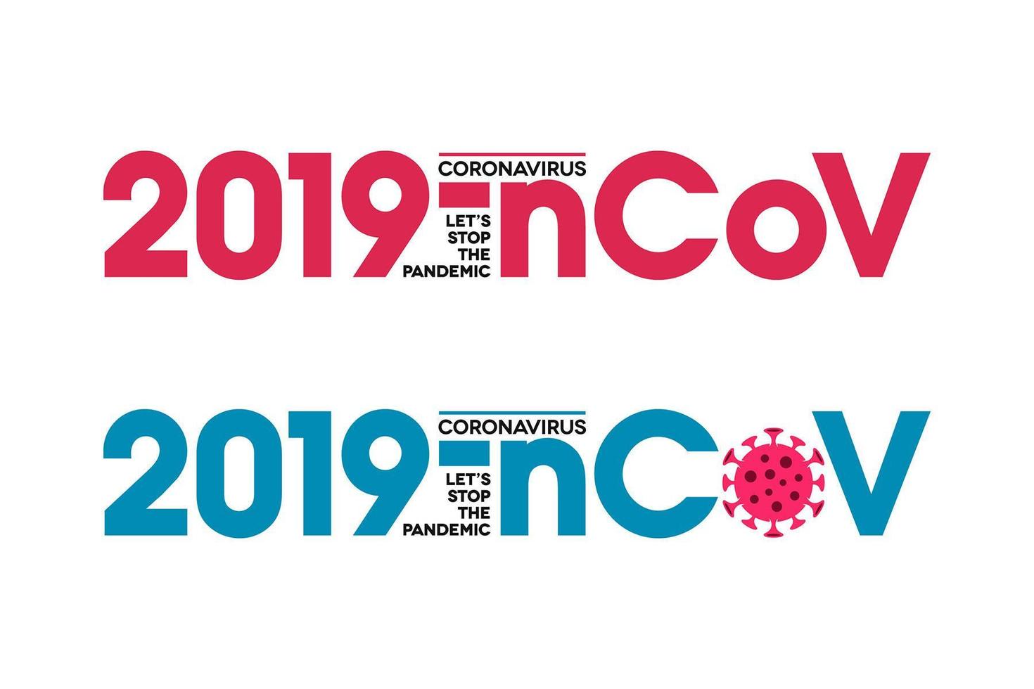 2019-ncov lettrage typographique icône du coronavirus vecteur
