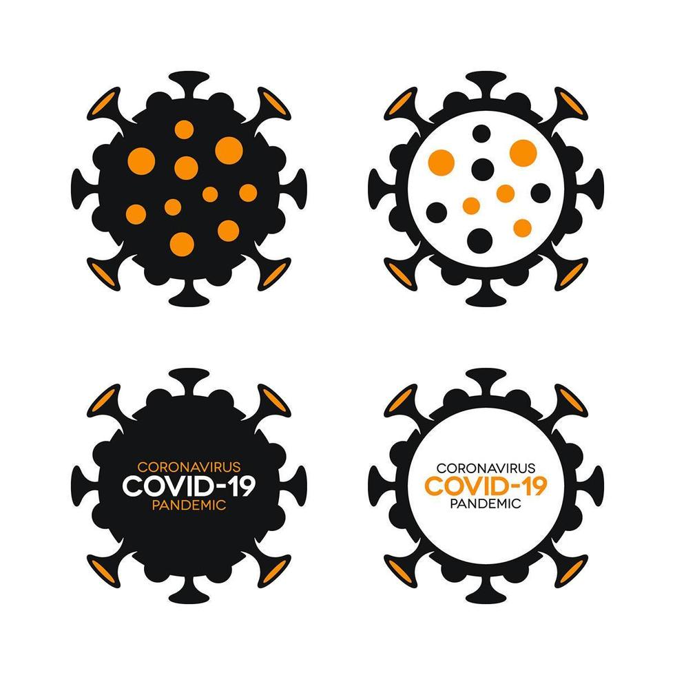 coronavirus repéré covid-19 icônes remplies et décrites vecteur