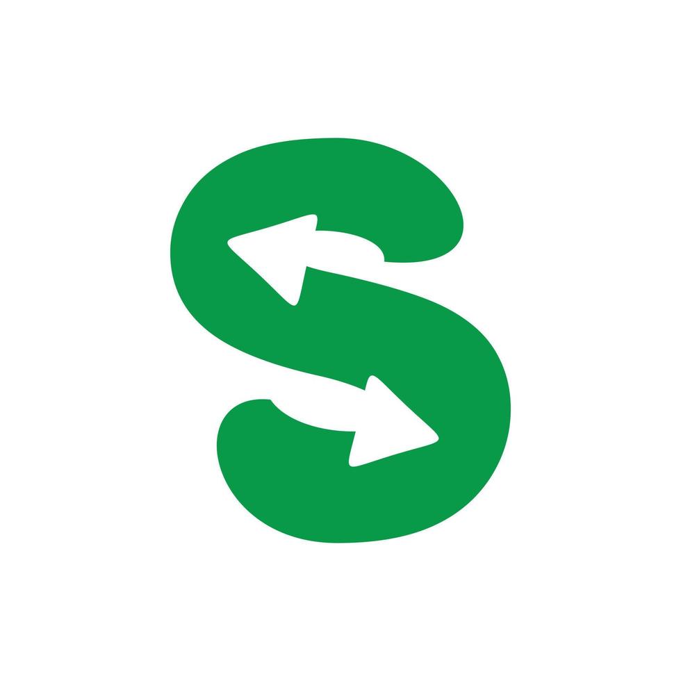 création de logo flèche verte lettre s recycler vecteur