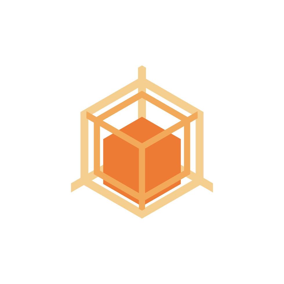 création de logo de toile d'araignée cube hexagonal vecteur
