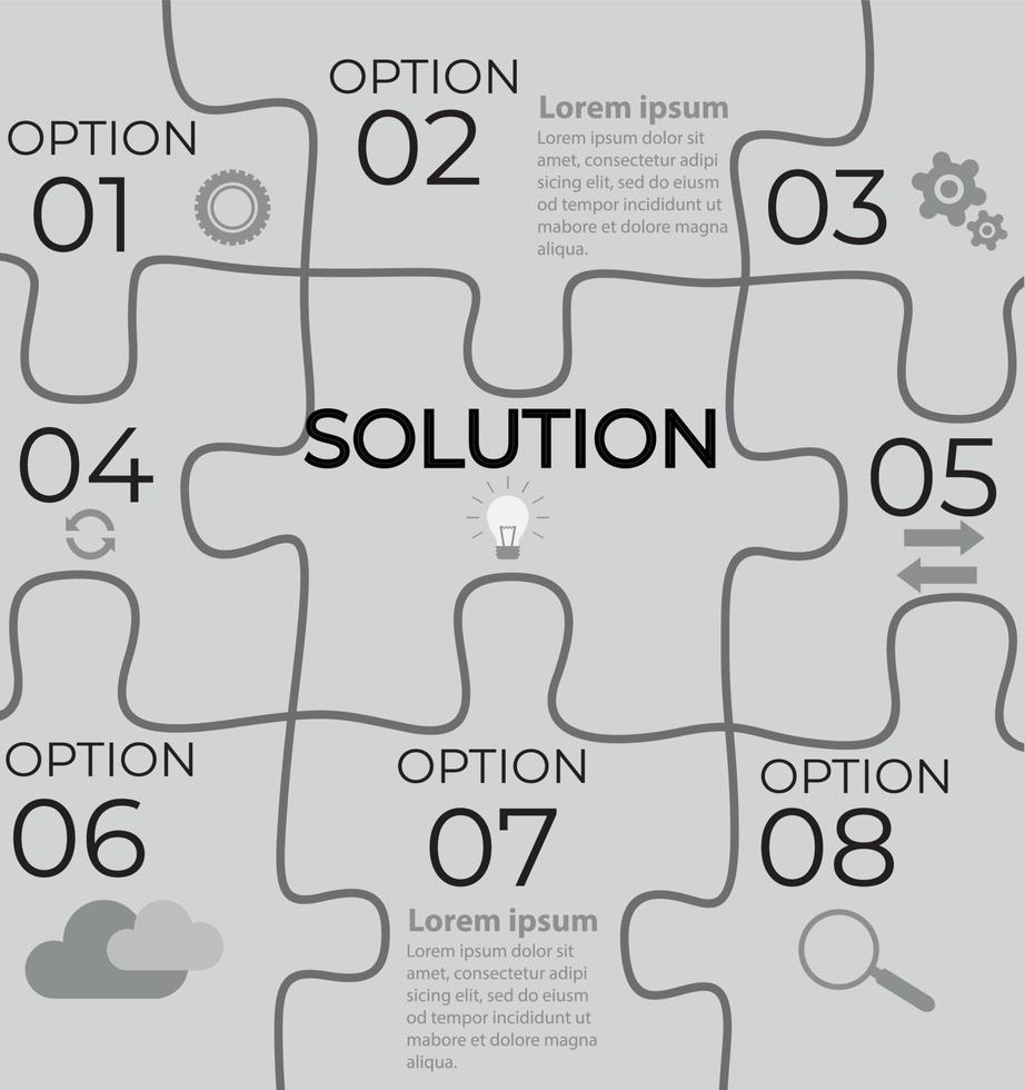 présentation du puzzle sur quatre faces. modèle d'infographie de puzzle abstrait avec champ de texte explicatif pour les statistiques d'entreprise. illustration vectorielle de quatre pièces de puzzle vecteur