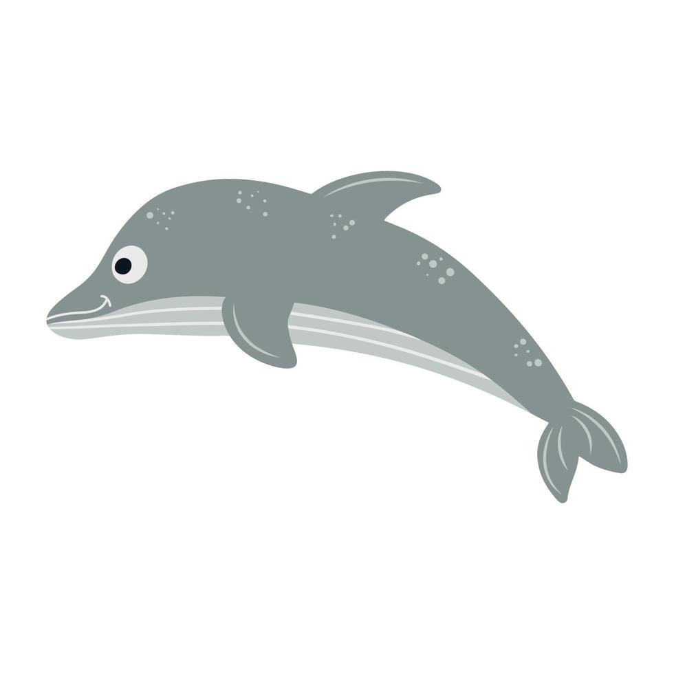 dauphin de mer drôle, illustration vectorielle sur un style plat de fond blanc. vecteur