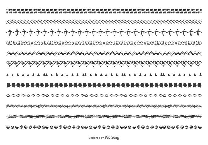 Joli ensemble de bordures à la main vecteur