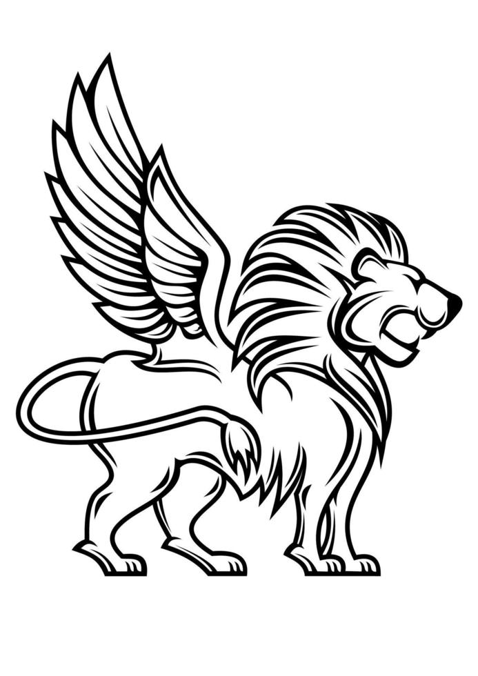 personnage de lion héraldique vecteur