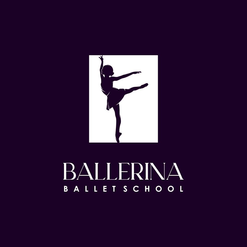 modèle de conception de logo d'école de ballerine vecteur