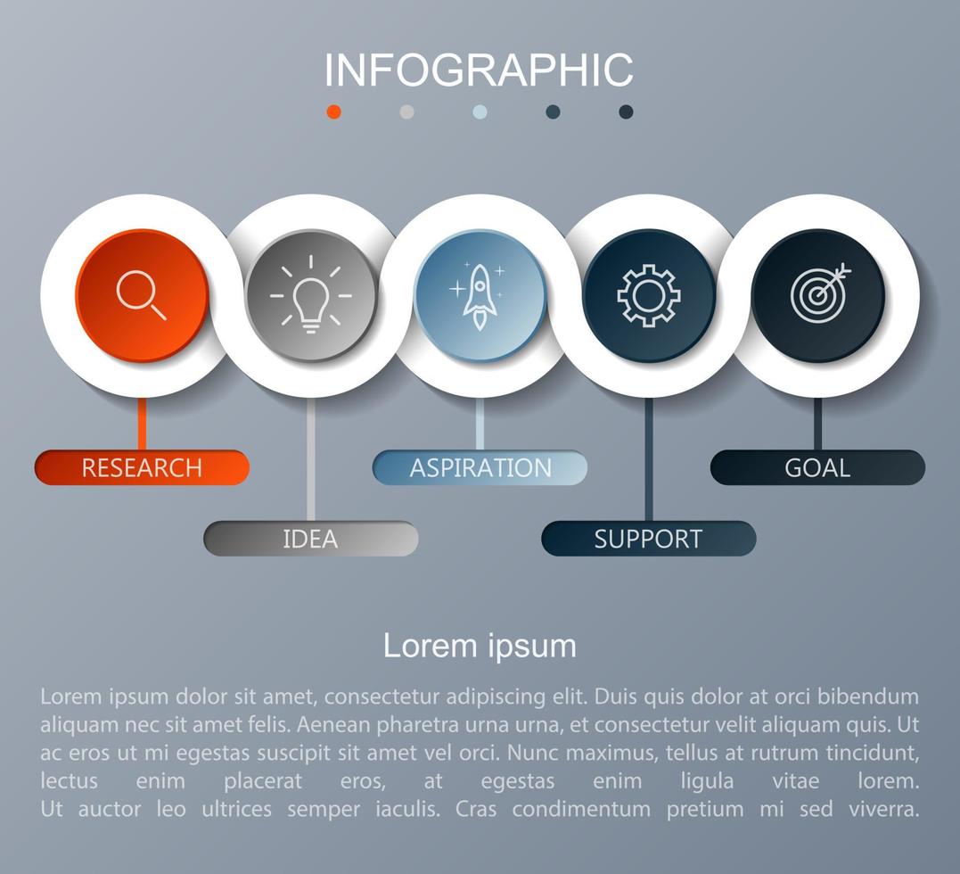 modèle d'infographie avec l'image de 5 rectangles vecteur