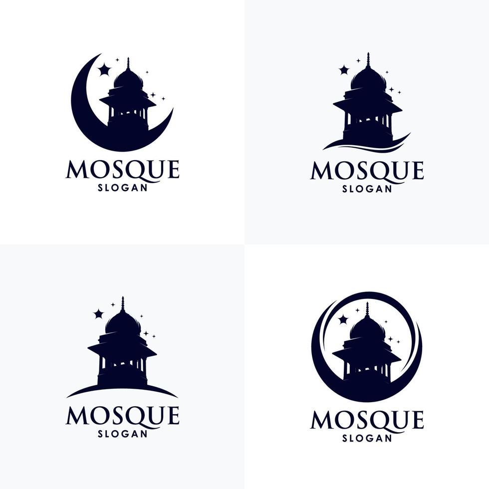 scénographie de modèle de logo de mosquée islamique vecteur