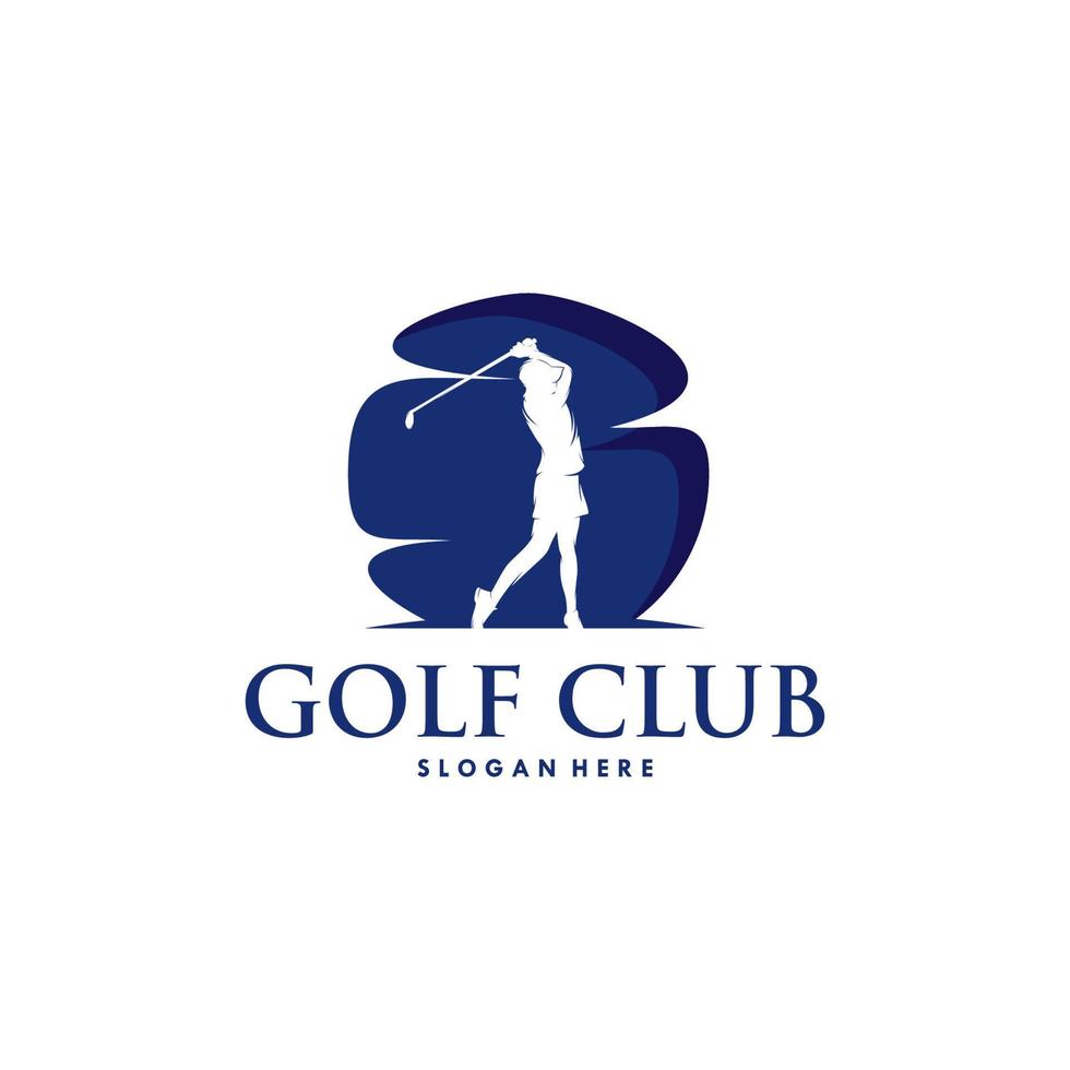 modèle de conception de logo de silhouette de sport de golf vecteur