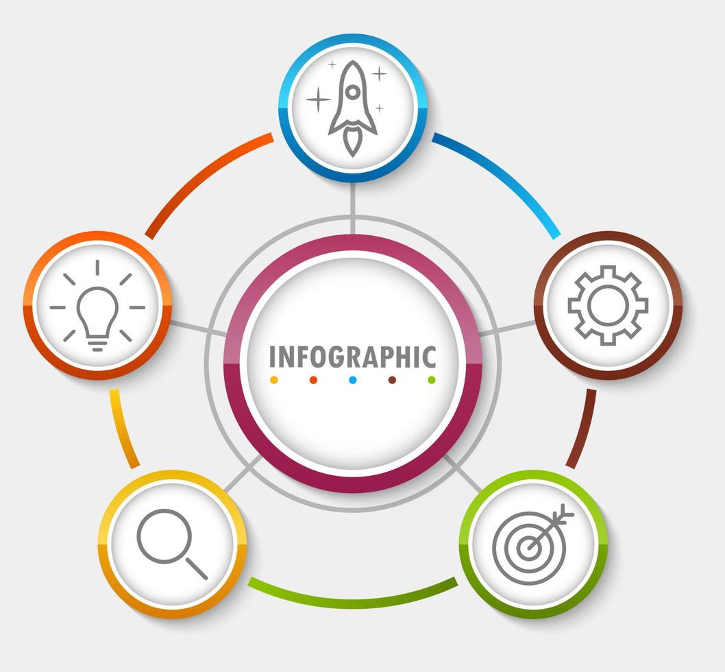 modèle d'infographie avec l'image de 5 rectangles vecteur
