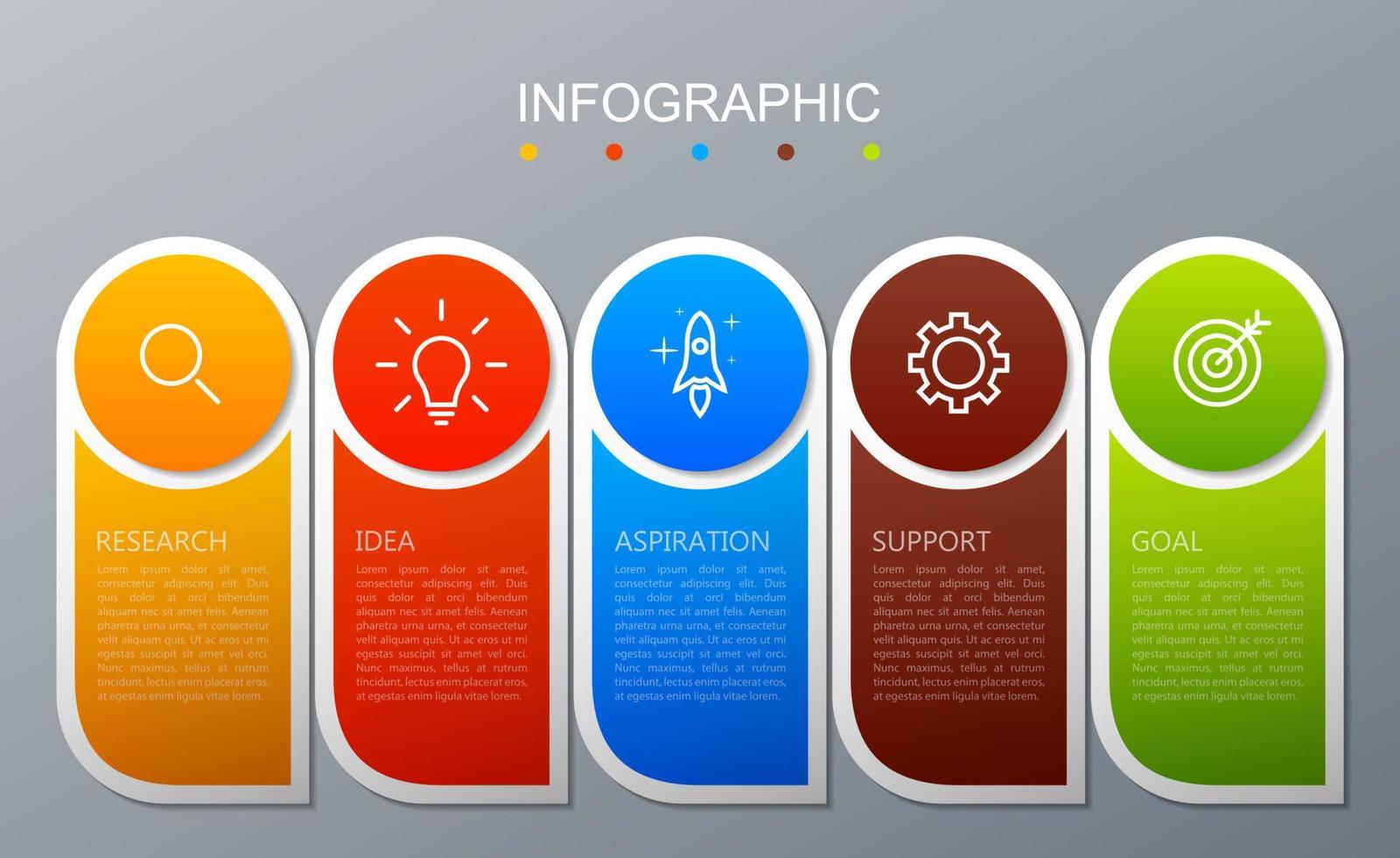 modèle d'infographie avec l'image de 5 rectangles vecteur