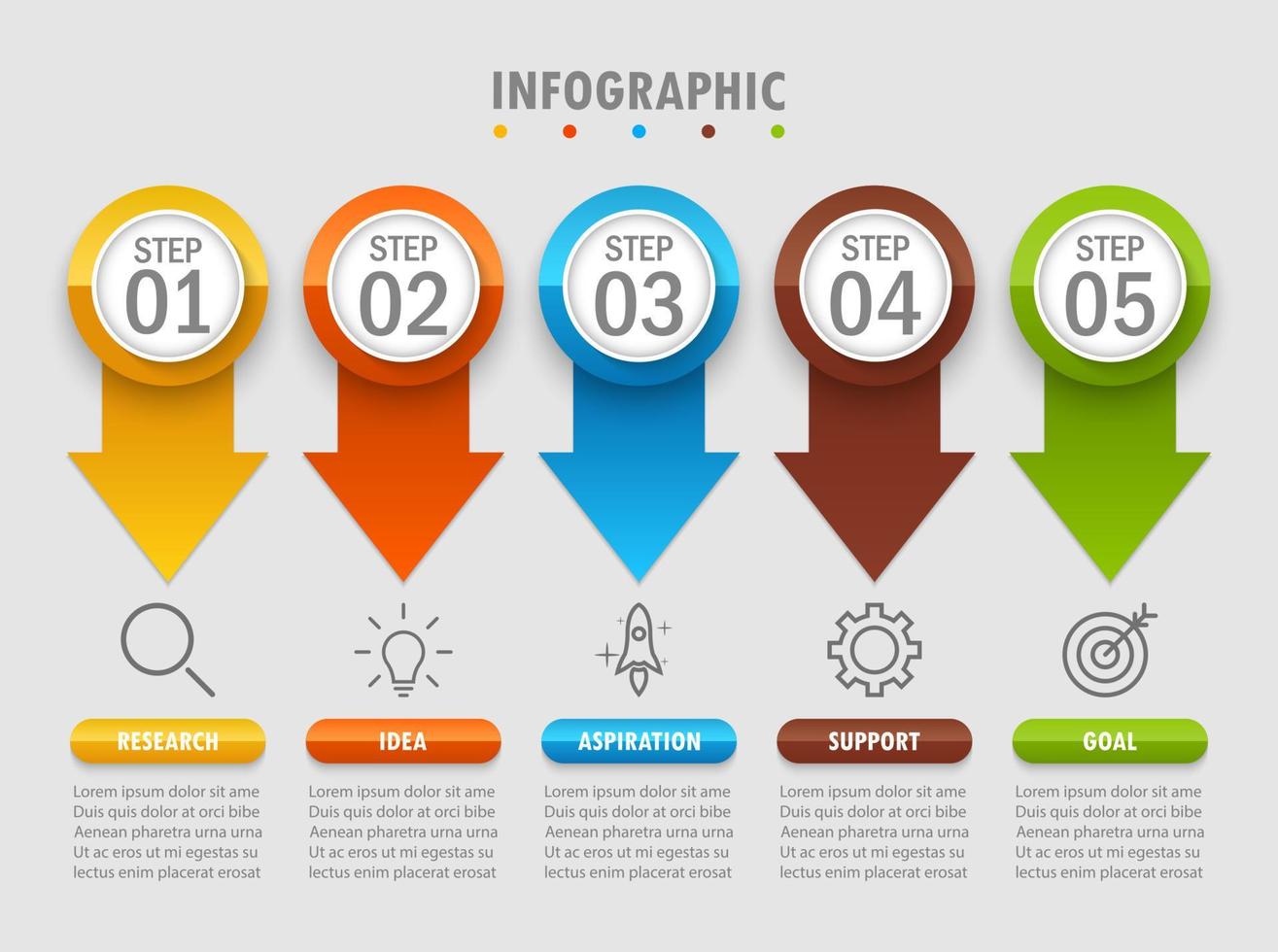 modèle d'infographie avec l'image de 5 rectangles vecteur