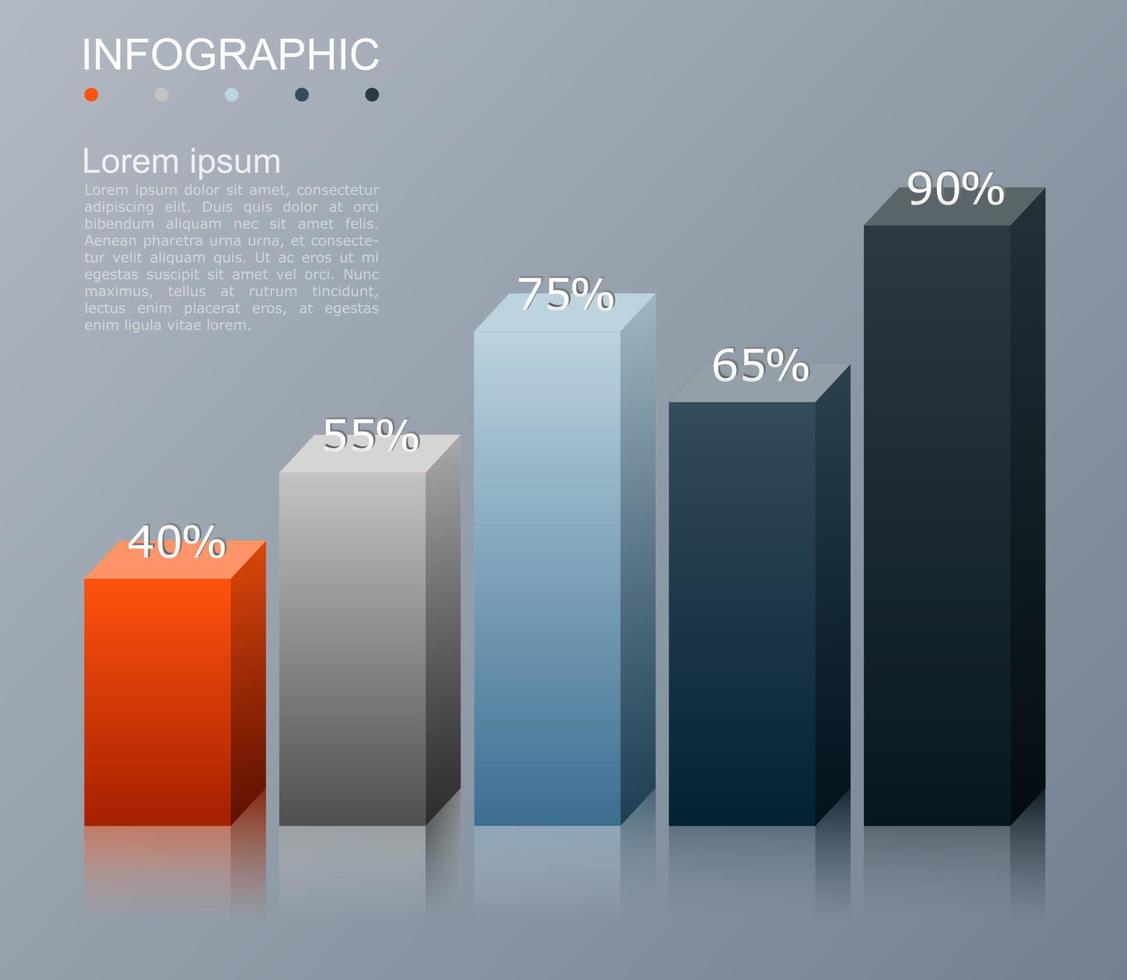 modèle d'infographie avec l'image de 5 rectangles vecteur