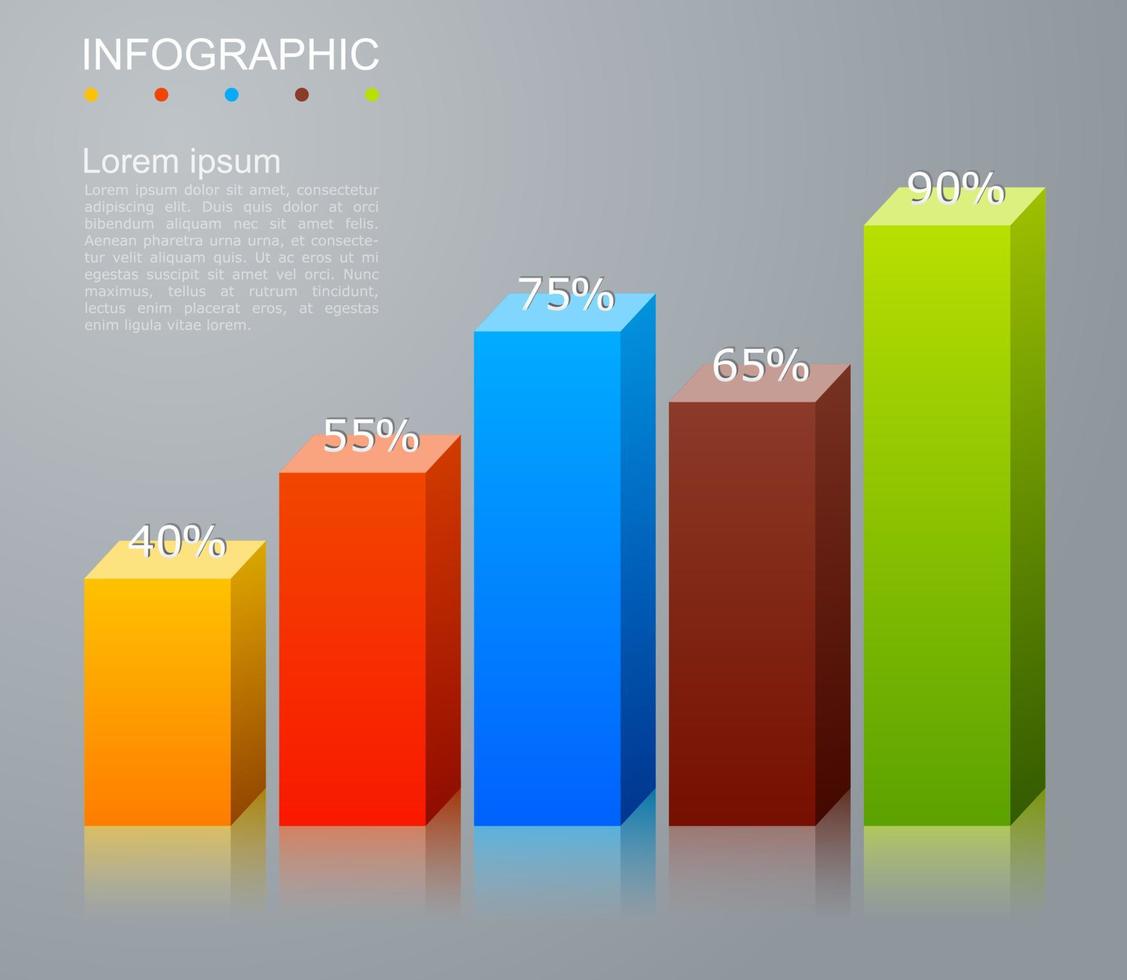 modèle d'infographie avec l'image de 5 rectangles vecteur